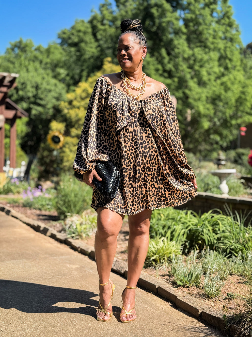 Best Seller! Shirred Satin Mini Dress | Leopard Print