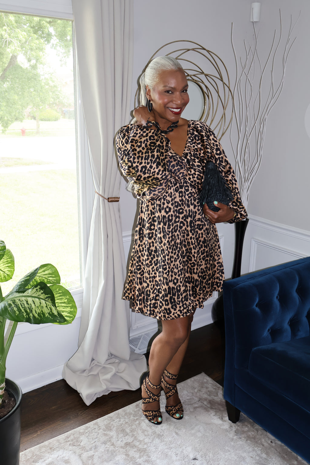Best Seller! Shirred Satin Mini Dress | Leopard Print