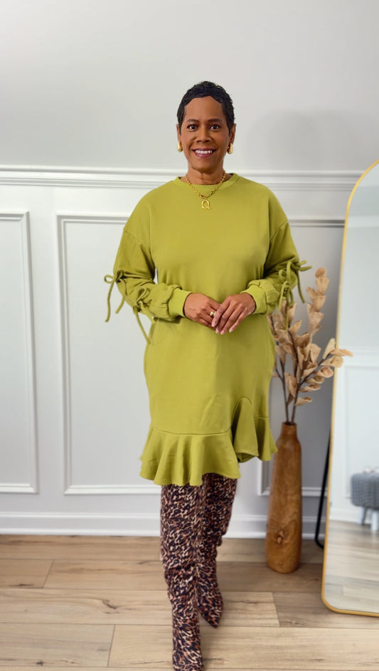 LONG SLEEVE TUNIC MIDI DRESS