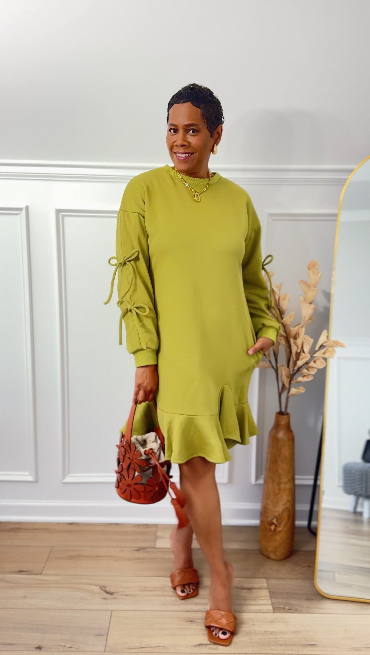 LONG SLEEVE TUNIC MIDI DRESS