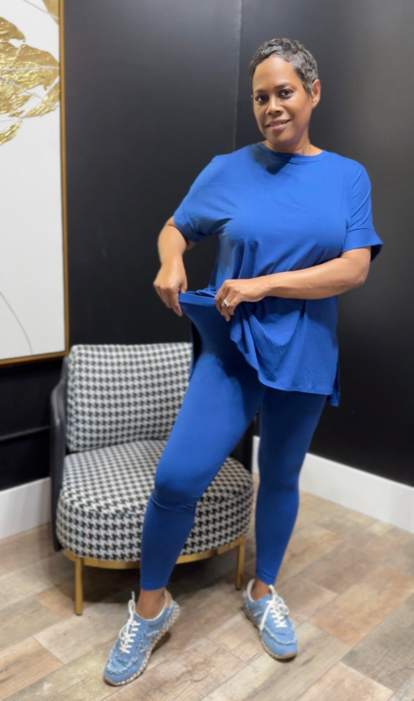 CLASSIC BLUE ON YOUR GRIND LEGGING SET - SHORT SLEEVE