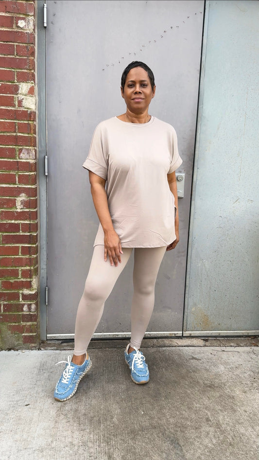 ASH MOCHA ON YOUR GRIND LEGGING SET - SHORT SLEEVE