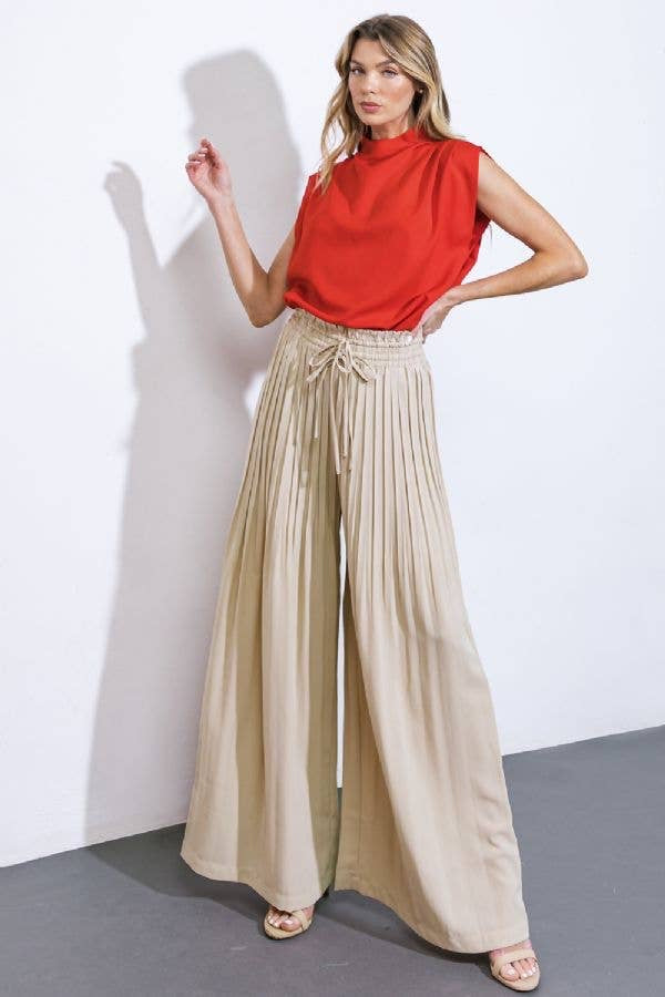 Pleat Me Please Pants -Taupe