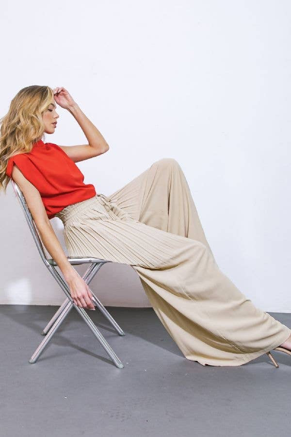 Pleat Me Please Pants -Taupe