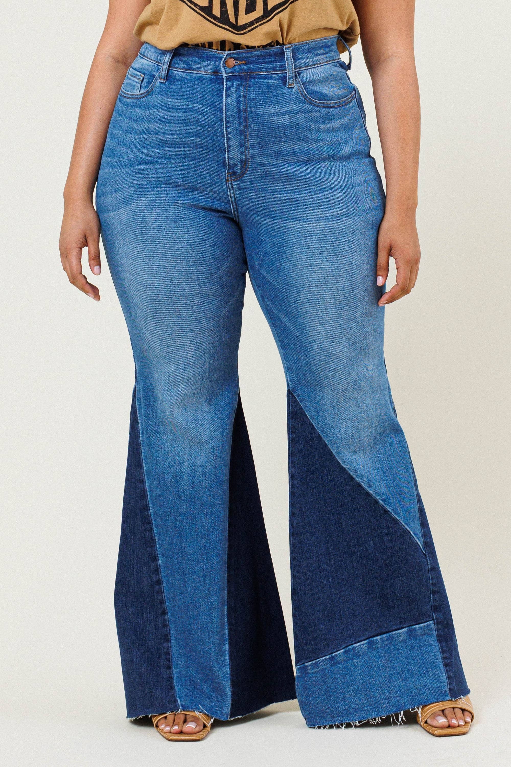 Color Block Flare Jeans