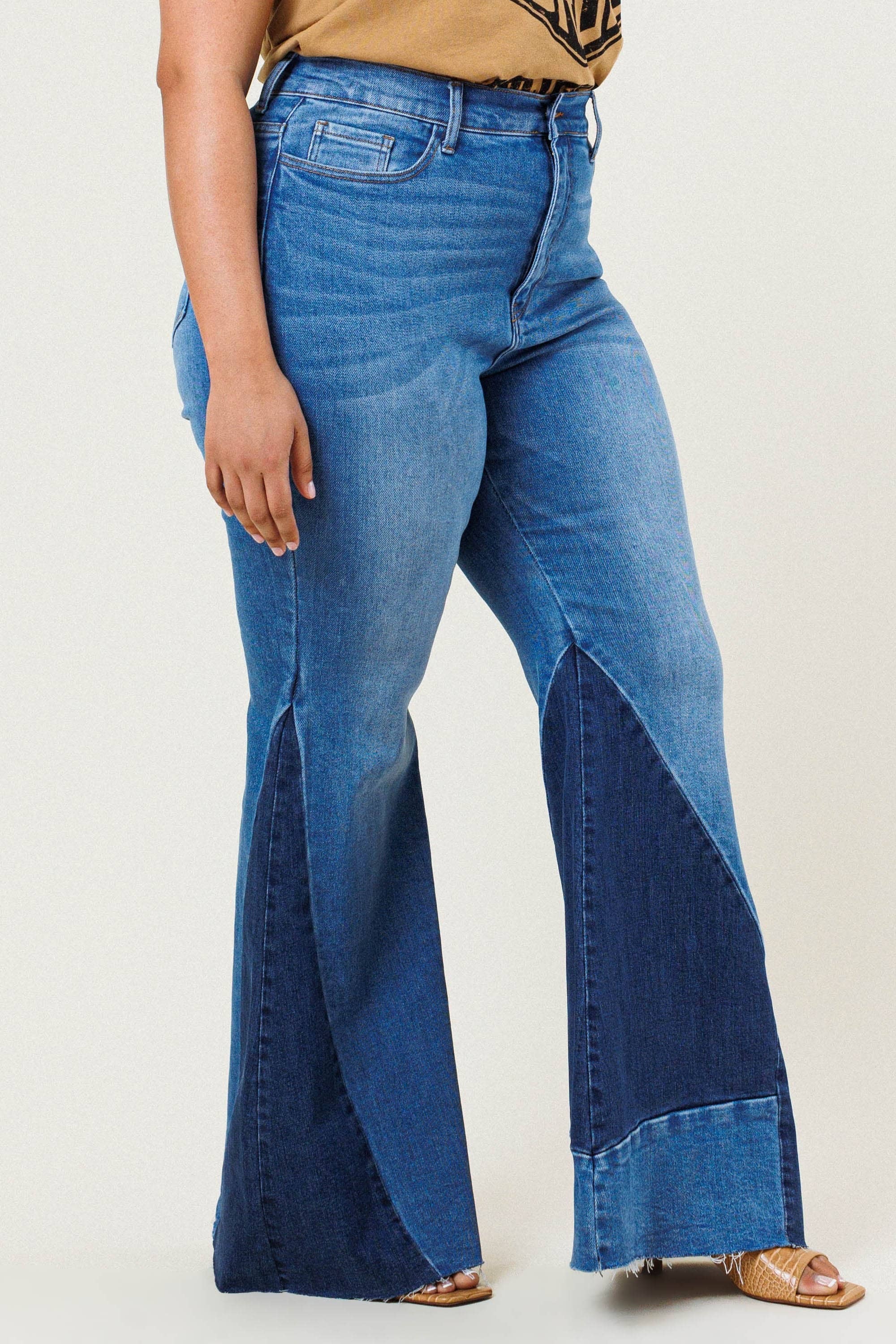 Color Block Flare Jeans