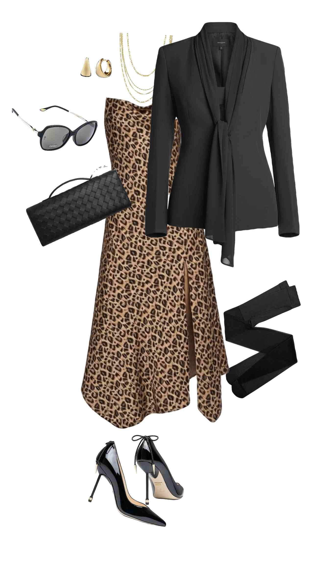 SATIN LEOPARD PRINT FRONT SLIT DRESS: Leopard