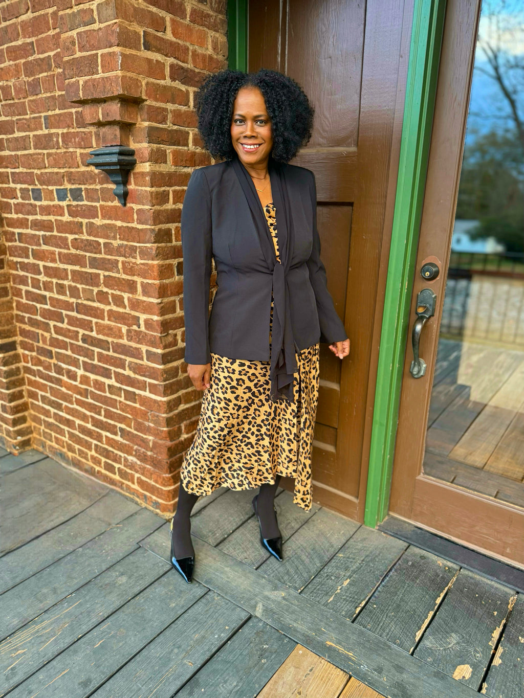 SCARF TIE FRONT BLAZER: BLACK