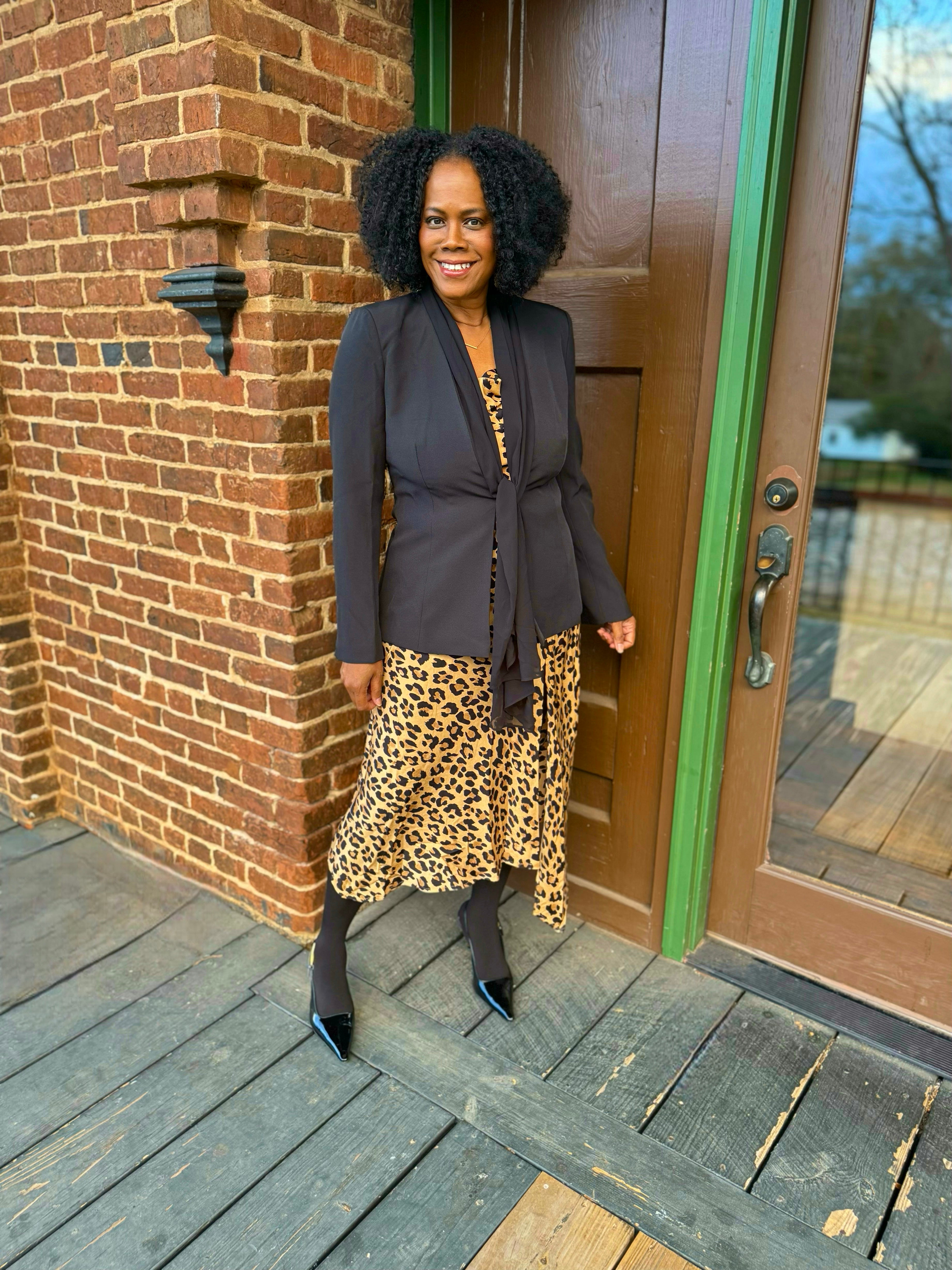 SCARF TIE FRONT BLAZER: BLACK