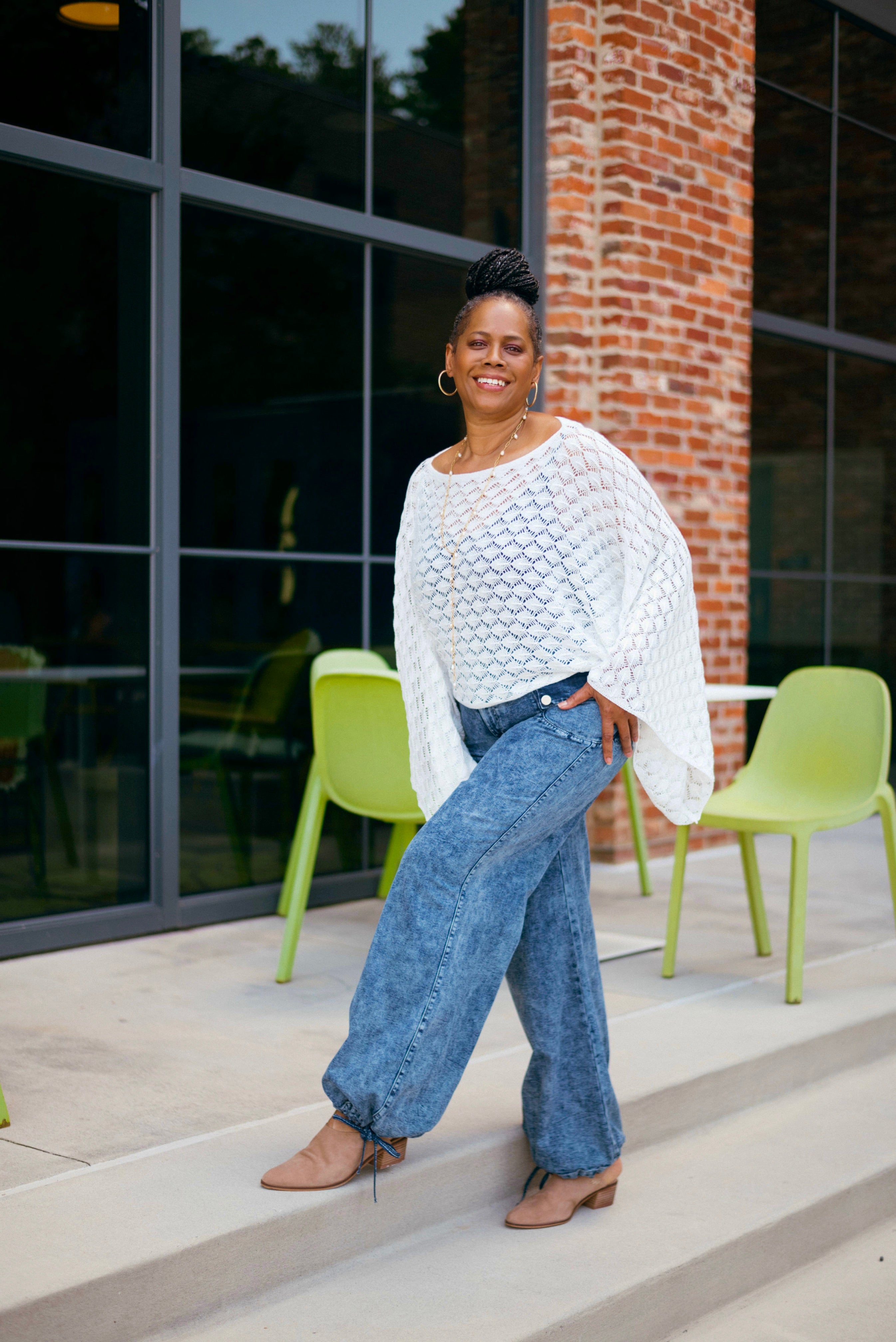 CINCH HEM WIDE LEG JEANS