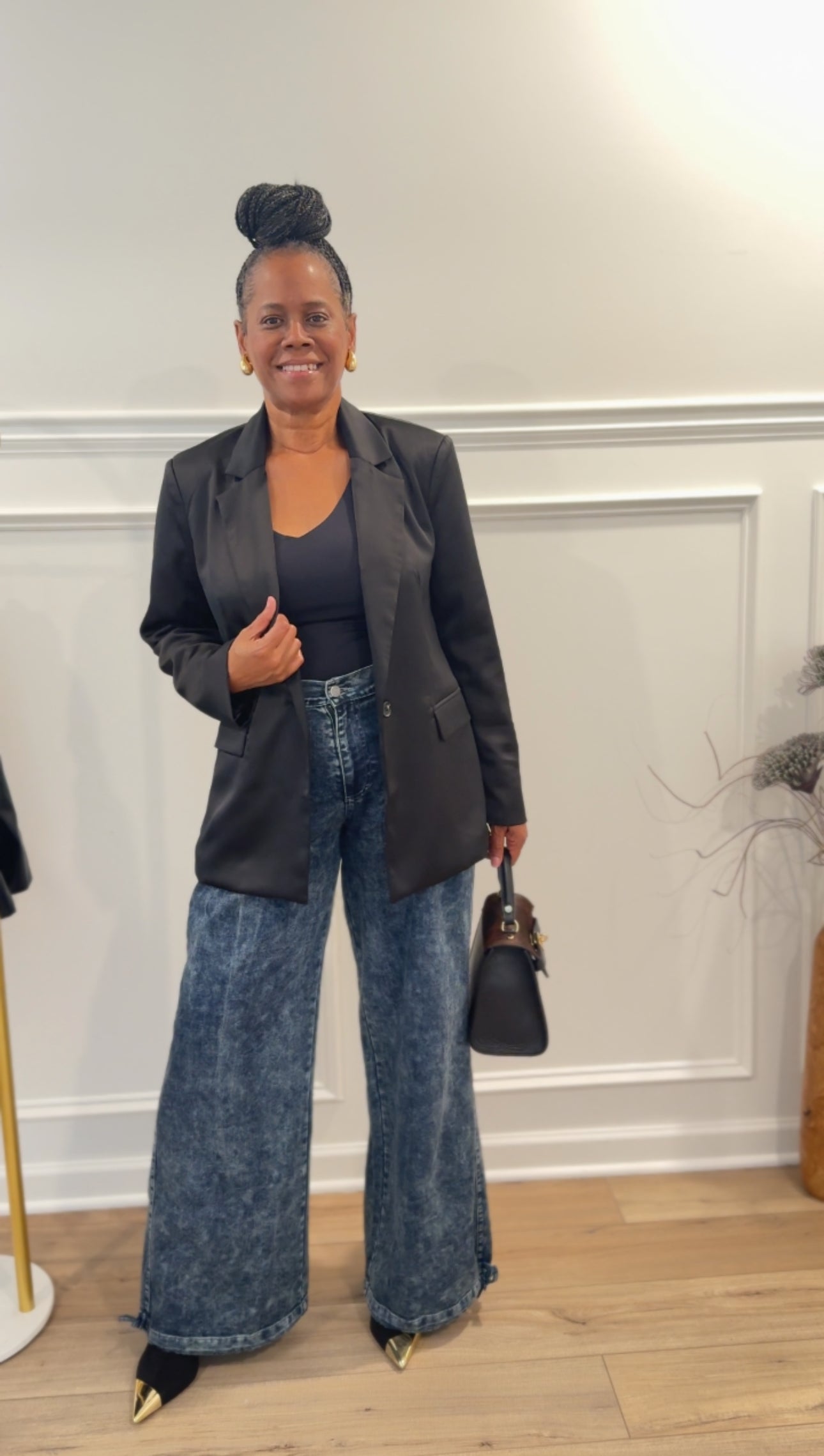 CINCH HEM WIDE LEG JEANS