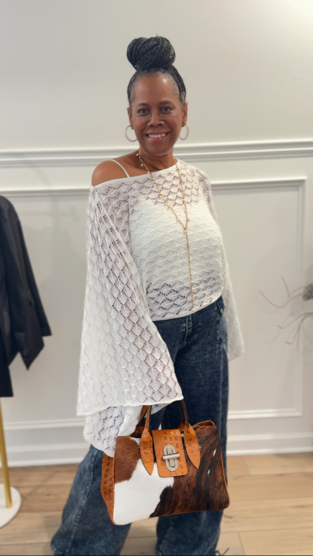 FREE SPIRIT BELL SLEEVE TOP: WHITE / OS