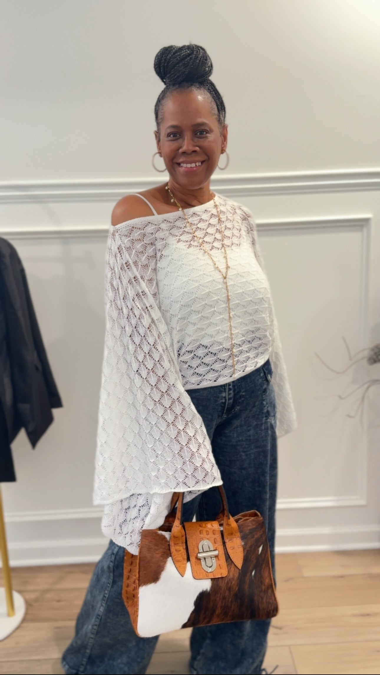 FREE SPIRIT BELL SLEEVE TOP: WHITE / OS
