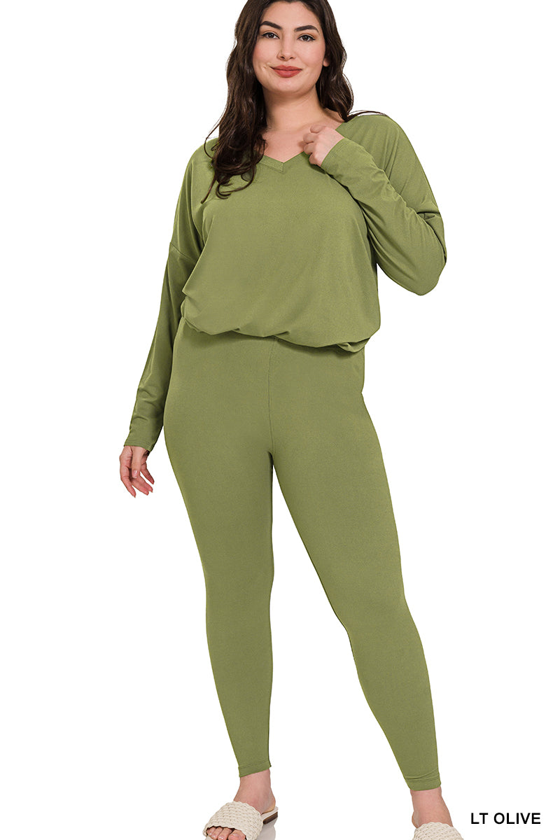 Lt Olive On Your Grind Leggings Set