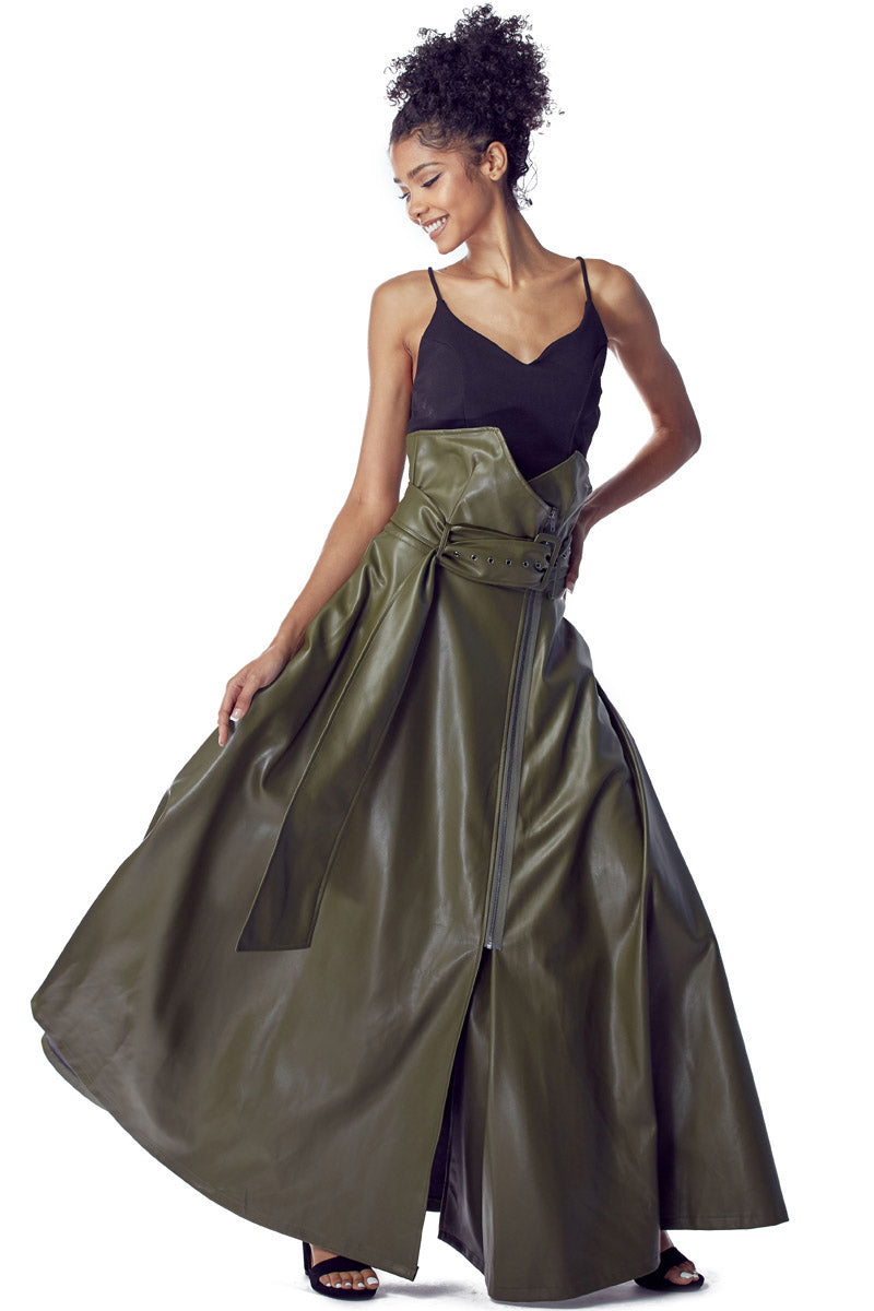 High-Waisted Vegan Leather Skirt