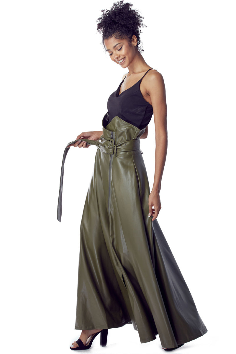 High-Waisted Vegan Leather Skirt