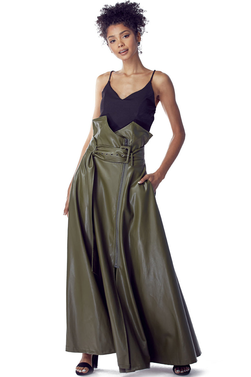 High-Waisted Vegan Leather Skirt