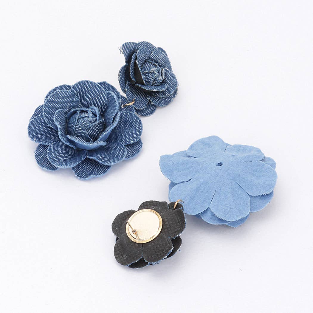 Denim Flower Earring: Dark Denim