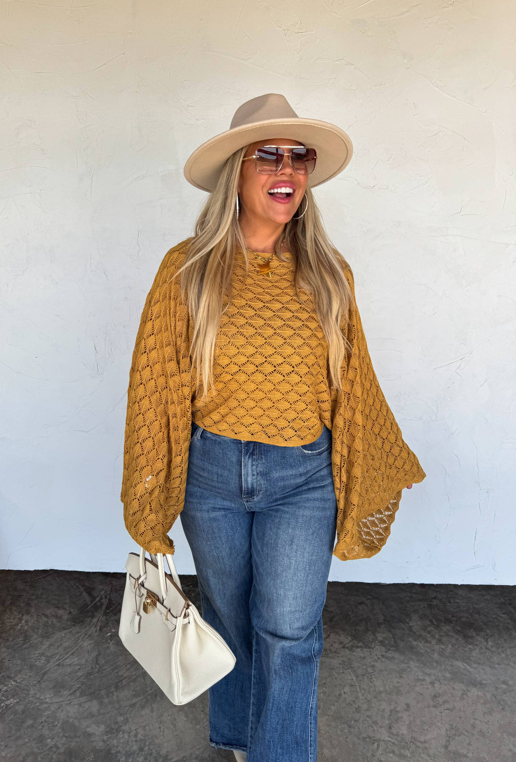FREE SPIRIT BELL SLEEVE TOP: MUSTARD