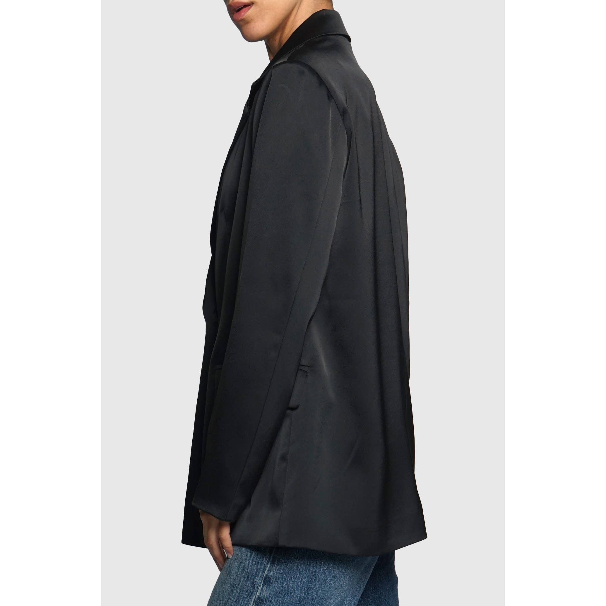 SATIN BLAZER: Black