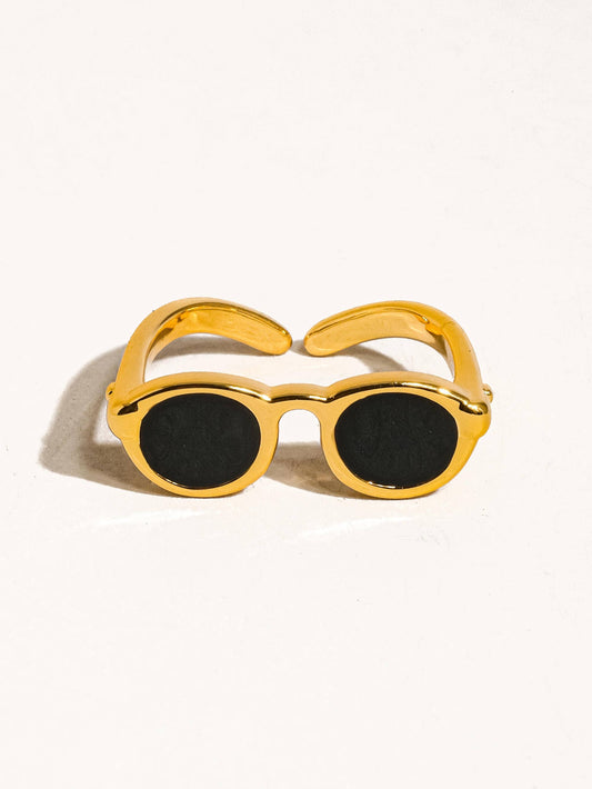Dean  Gold Sunglasses Adjustable Ring: Black