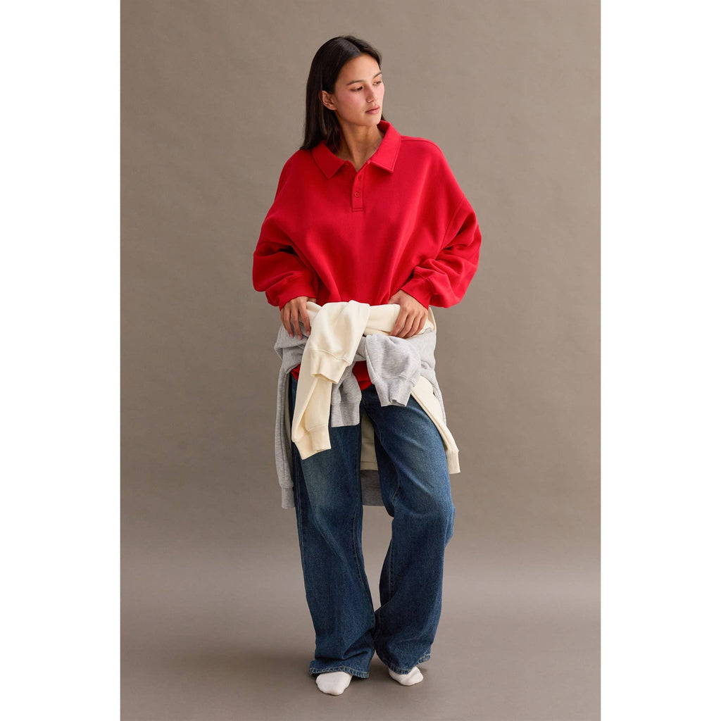 Oversized Polo Collared Pullover