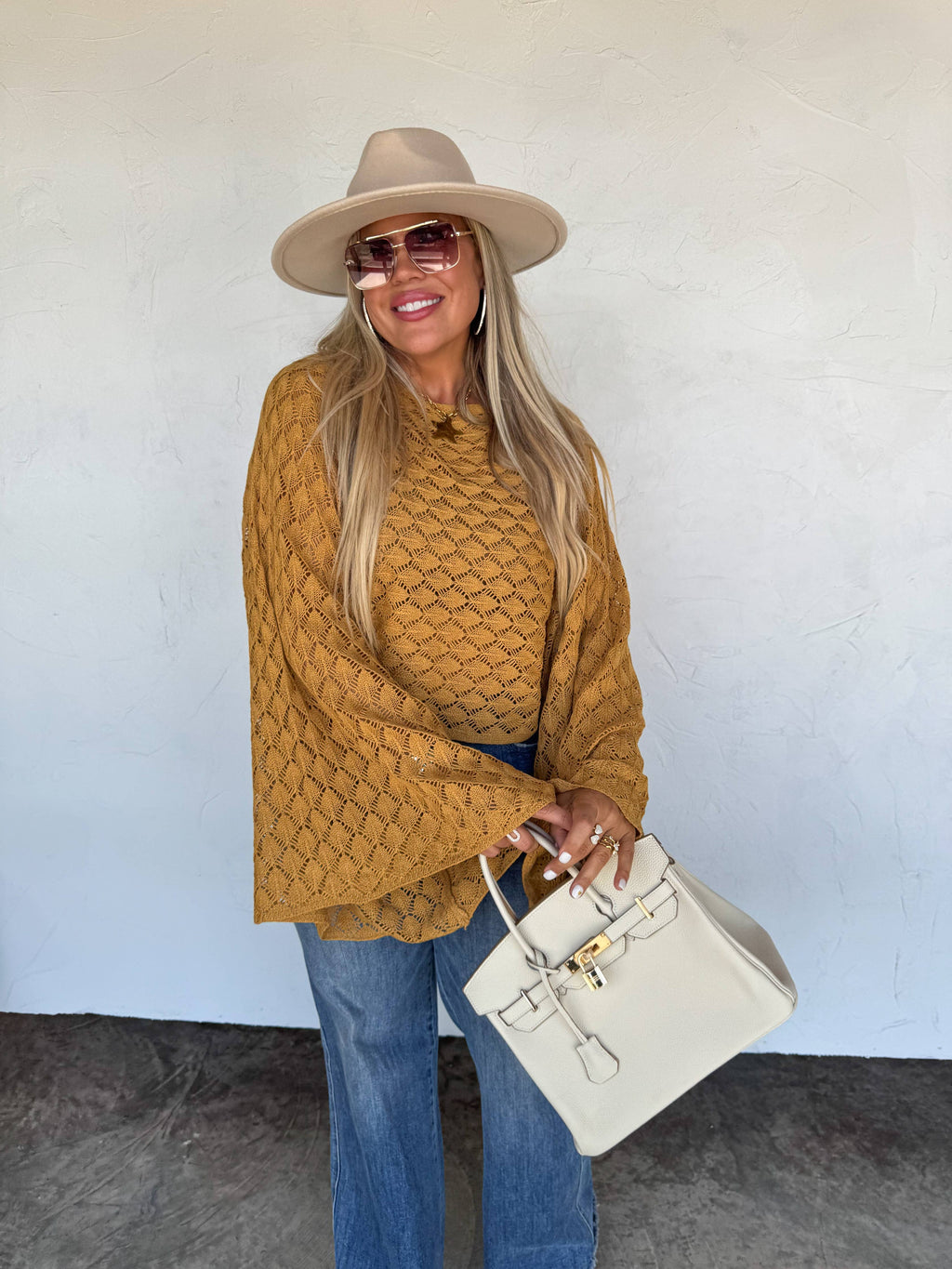 FREE SPIRIT BELL SLEEVE TOP: MUSTARD