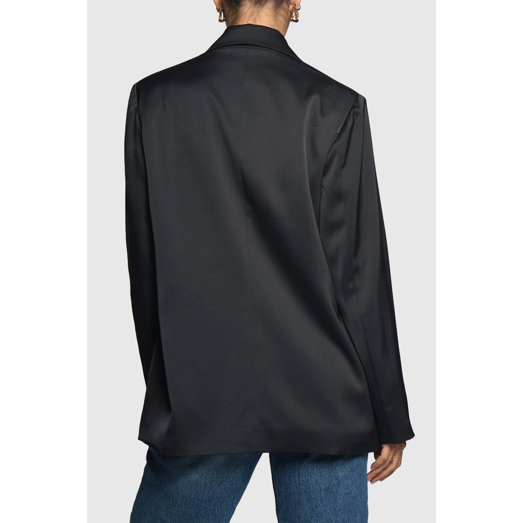 SATIN BLAZER: Black