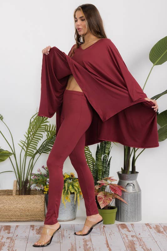 V-neck Top & Leggings 2 PC Set