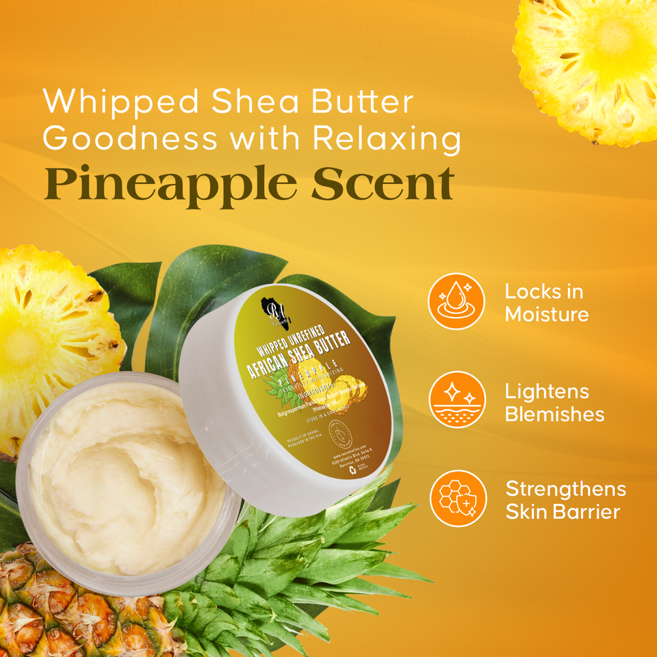 Whipped African Ivory Shea Butter, Pineapple